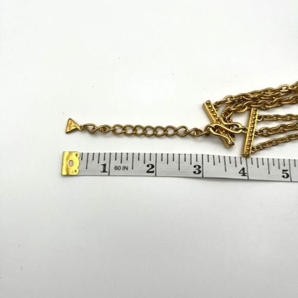 Vintage 80s Liz Claiborne Layered Beaded sunFlower pendant charm style Gold tone - Picture 5 of 5